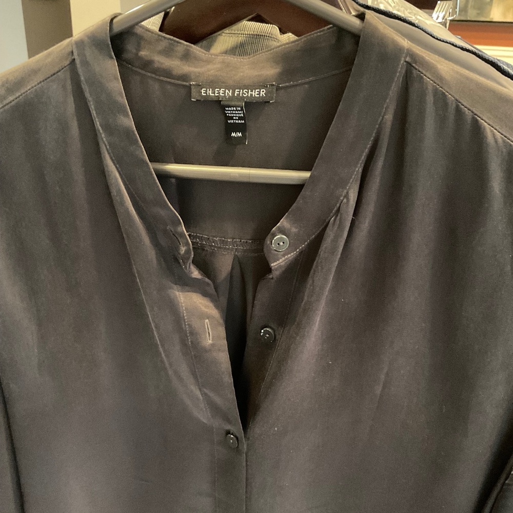 Eileen Fisher Band Collar Blouse - M